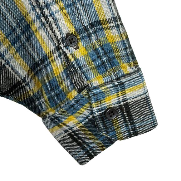 Timberland Multicolor Plaid Long Roll Tab Sleeve Collared Wool Blend Button Up M - Picture 5 of 8